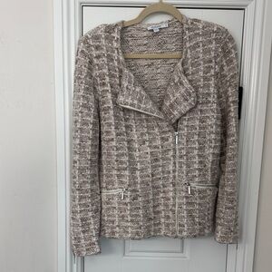 Chico's Cream and Brown Tweed Blazer size 2/Large